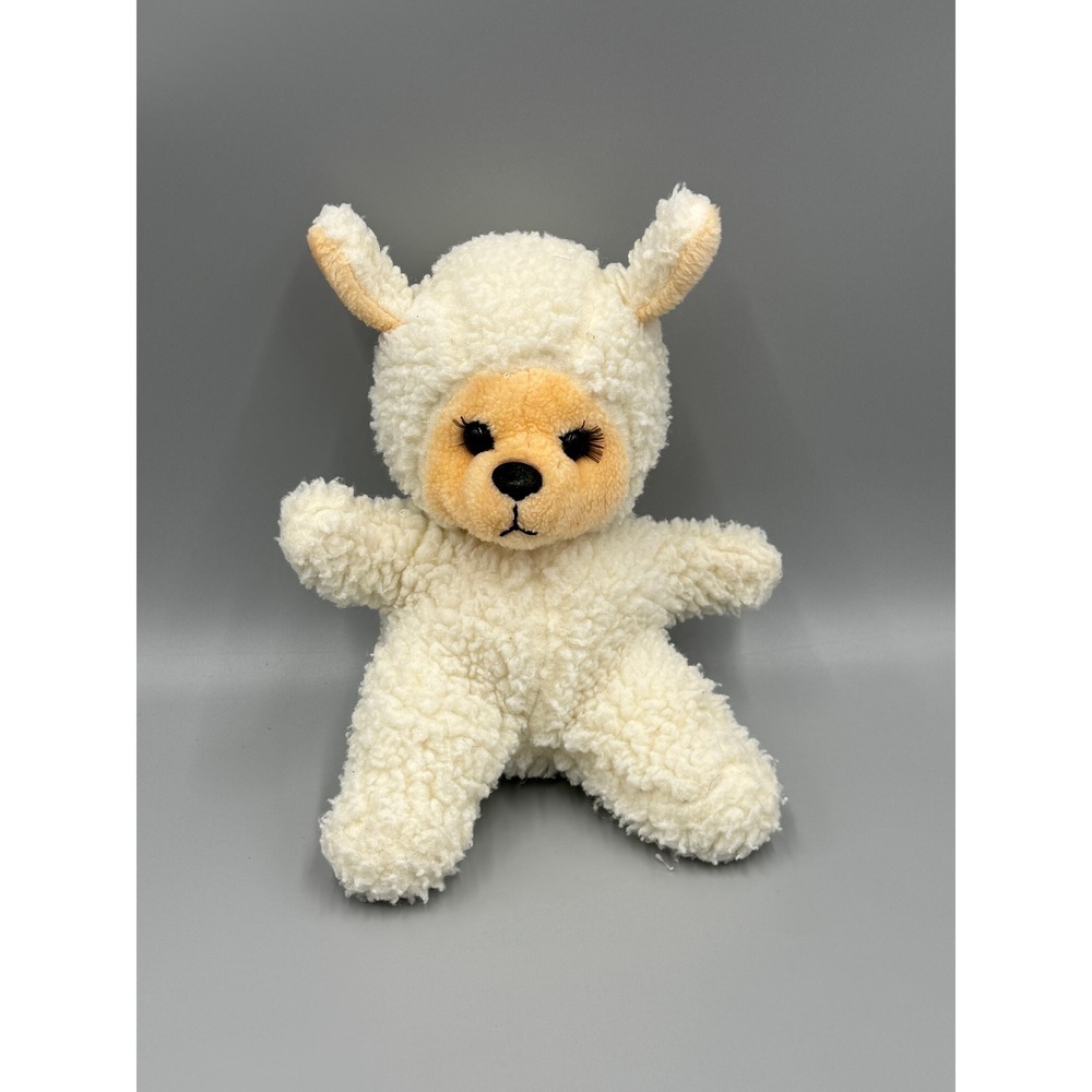 Vintage MTY International Lamb Plush Sherpa Sheep Eyelashes Cream 11 Inch